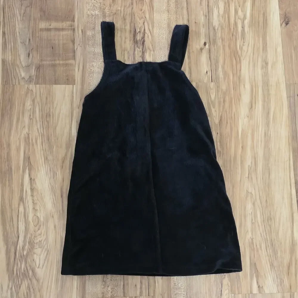 Jessica Simpson Girls Black Corduroy Jumper Dress Size 3T Pockets Button Front